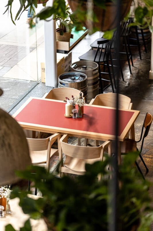 table for groups near the window at portland street neapolitan pizza restaurant